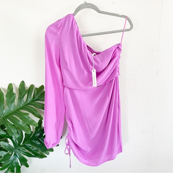 NWT Olivaceous Pink Gabelli One Sleeve Cut-Away Mini Dress M - Picture 3 of 14